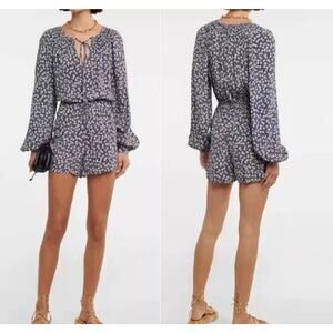 Polo Ralph Lauren Blue Floral Crepe Romper Size 8 NEW Jumpsuit